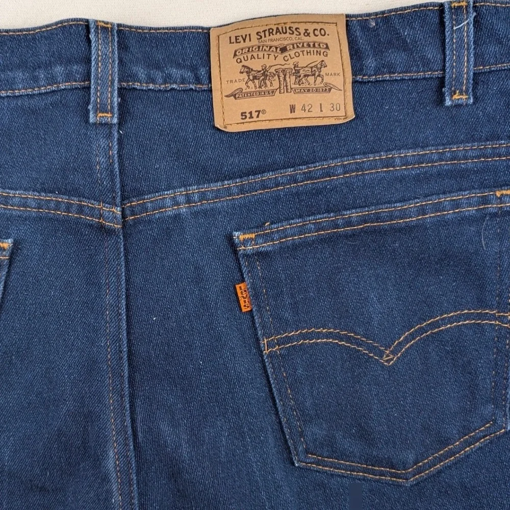 Vintage Levis 517 Bootcut Jeans Mens 42x30 Indigo Blue Made in USA 90s 517-2017